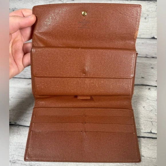 Louis Vuitton Portefeuille Sarah Long Bifold Wallet Monogram Leather Canvas - Picture 8 of 16